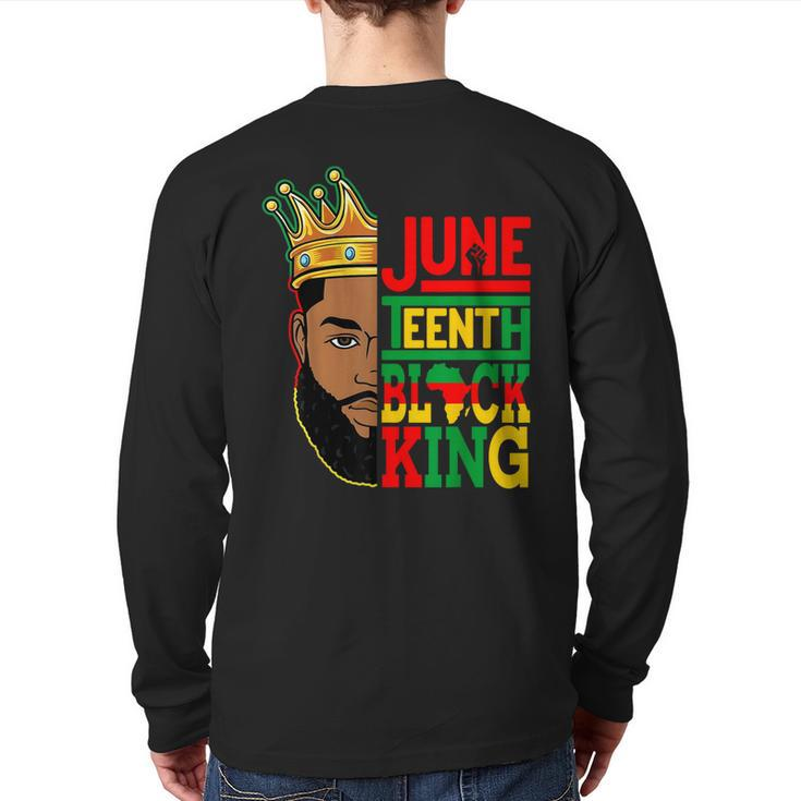 Junenth Black King Melanin Black Dad Fathers Day Men Back Print Long Sleeve T-shirt
