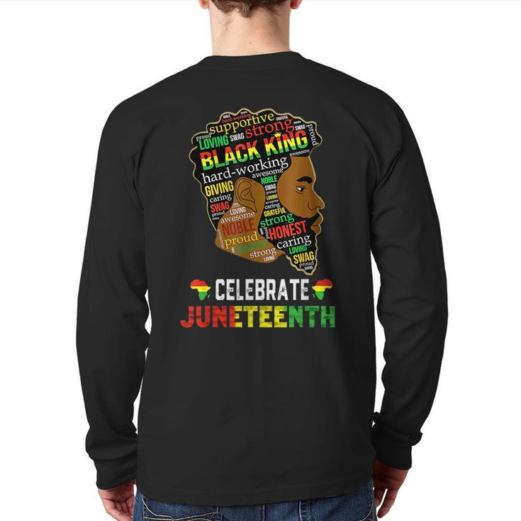 Junenth Celebrate 1865 Freedom Black King Fathers Day Men Back Print Long Sleeve T-shirt