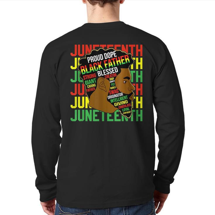Junenth Proud Black Men Fathers Day Black History African Back Print Long Sleeve T-shirt