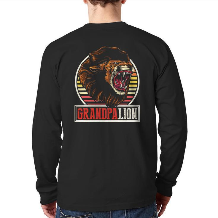 Jungle Grandfather Zoo Animal Family Grandpa Lion Back Print Long Sleeve T-shirt