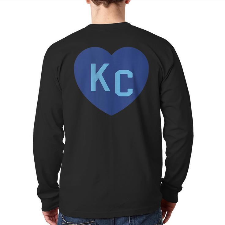 Kc Heart Kc Kansas City Kc Love Kc Powder Blue Kc 2-Letter Back Print Long Sleeve T-shirt