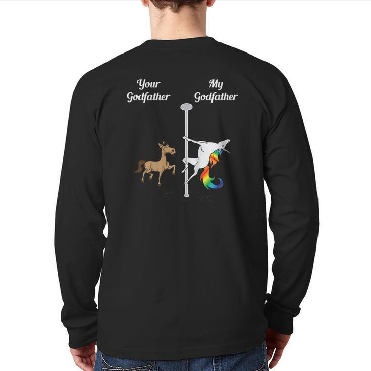 Kids Your Uncle My Godfather You Me Dancing Unicorn Back Print Long Sleeve T-shirt