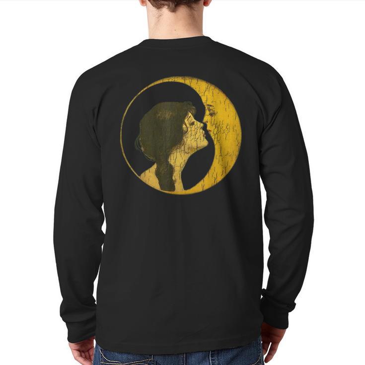 Kiss The Man On The Moon Distressed VintageBack Print Long Sleeve T-shirt