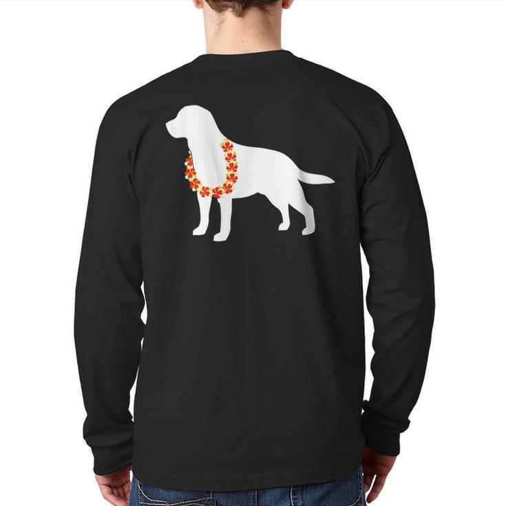 Labrador Retriever Aloha Hawaiian Lei Dog Back Print Long Sleeve T-shirt
