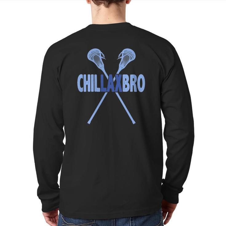 Lacrosse Player Love Lax Bro Men Boys Kids Dad Coach Back Print Long Sleeve T-shirt
