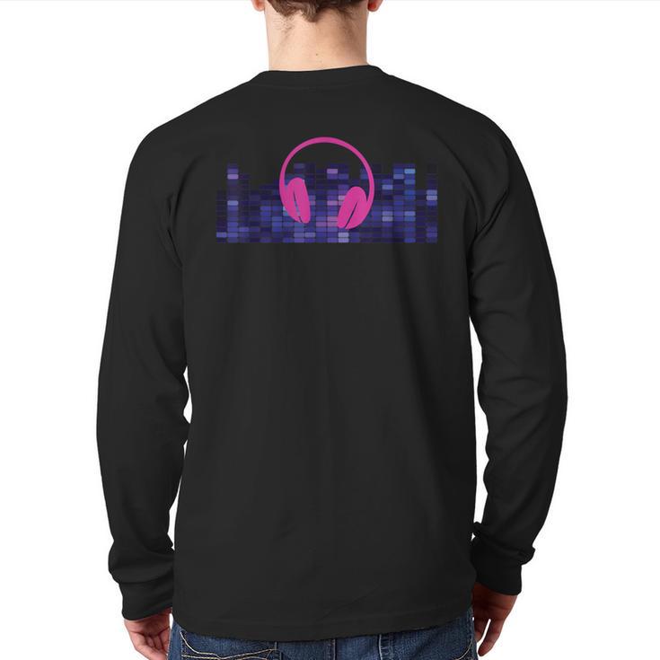 Led Flashing Audio Control Night Club Pink Headphones Back Print Long Sleeve T-shirt