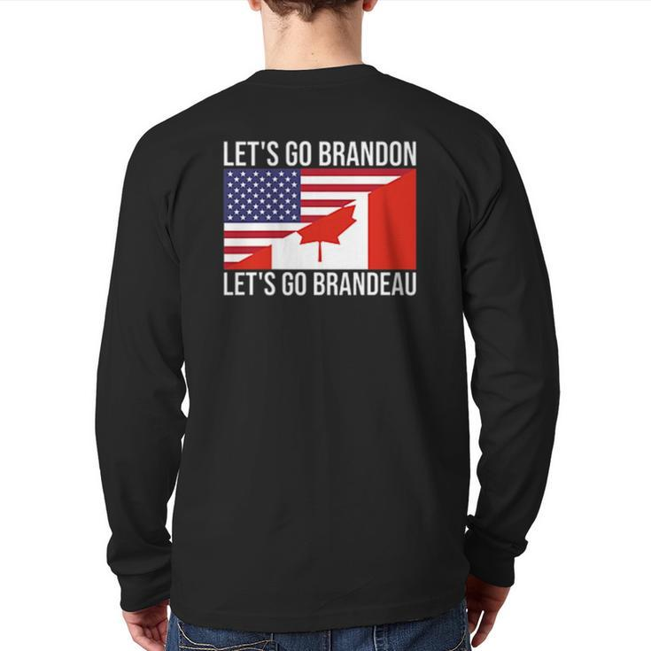 Let's Go Brandeau Usa Canada Flag Freedom Convoy Trucker Back Print Long Sleeve T-shirt