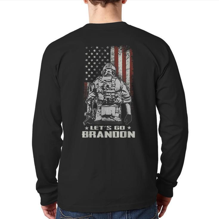 Let's Go Brandon Veteran Us Army Battle Flag  Idea Back Print Long Sleeve T-shirt