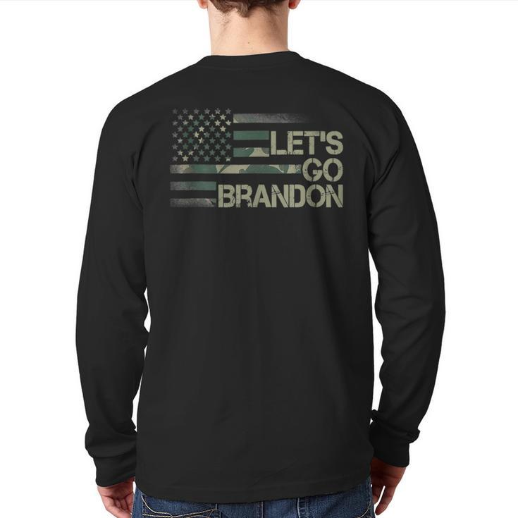 Let's Go Branson Brandon Camouflage Us Flag Back Print Long Sleeve T-shirt