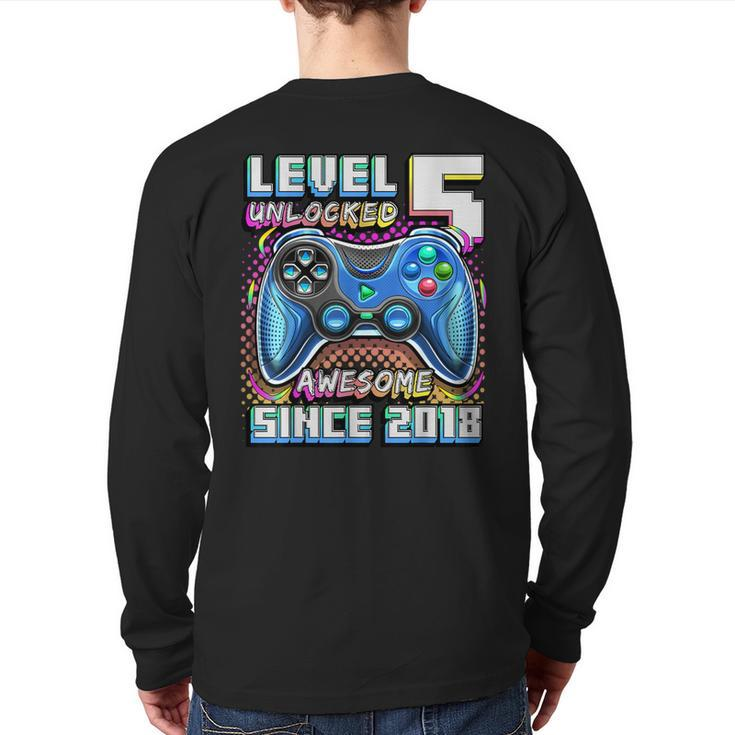 Level 5 Unlocked Awesome 2018 Video Game 5Th Birthday Back Print Long Sleeve T-shirt