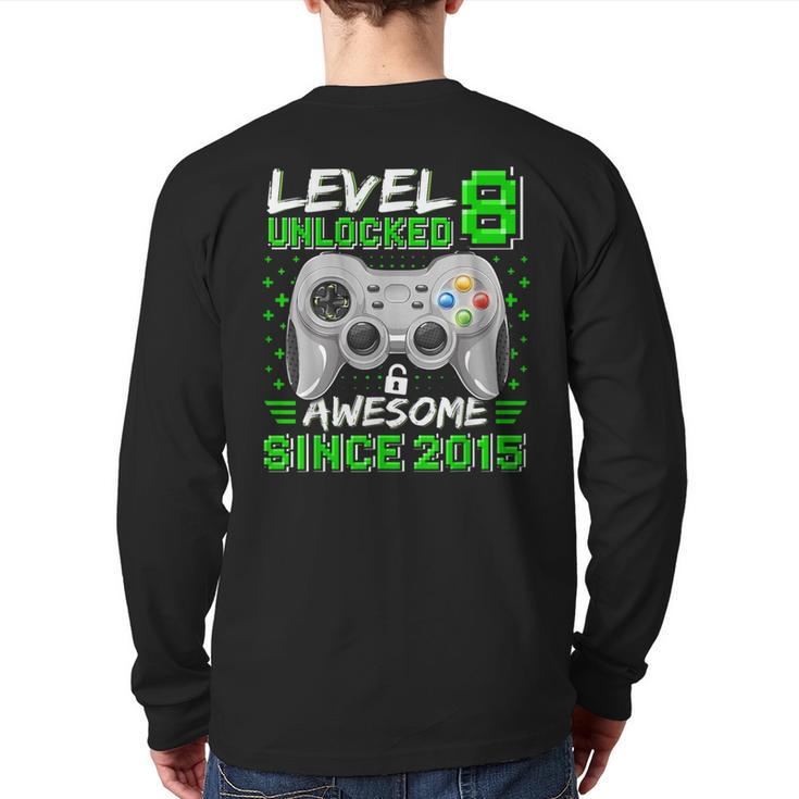 Level 8 Unlocked Awesome 2015 Video Game 8Th Birthday Gamer Back Print Long Sleeve T-shirt