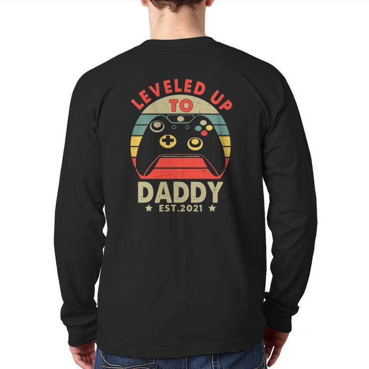 Leveled Up To Daddy 2021 Vintage Promoted To Daddy Est 2021 Ver2 Back Print Long Sleeve T-shirt