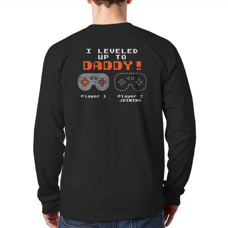 Leveled Up To Daddy Gamer Pregnancy Announcement Men Back Print Long Sleeve T-shirt