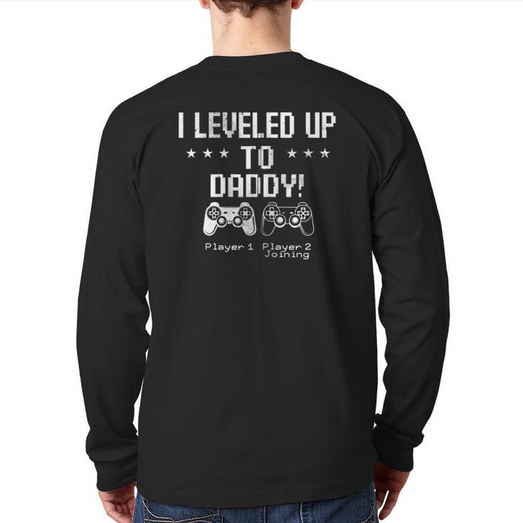 I Leveled Up To Daddy New Dad Gamer New Parent Gamer Father Zip Back Print Long Sleeve T-shirt