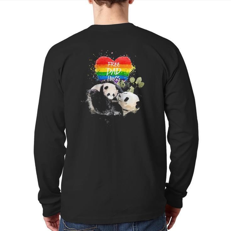 Lgbt Pride Papa Panda Bear Free Dad Hugs Father's Day Love Raglan Baseball Tee Back Print Long Sleeve T-shirt