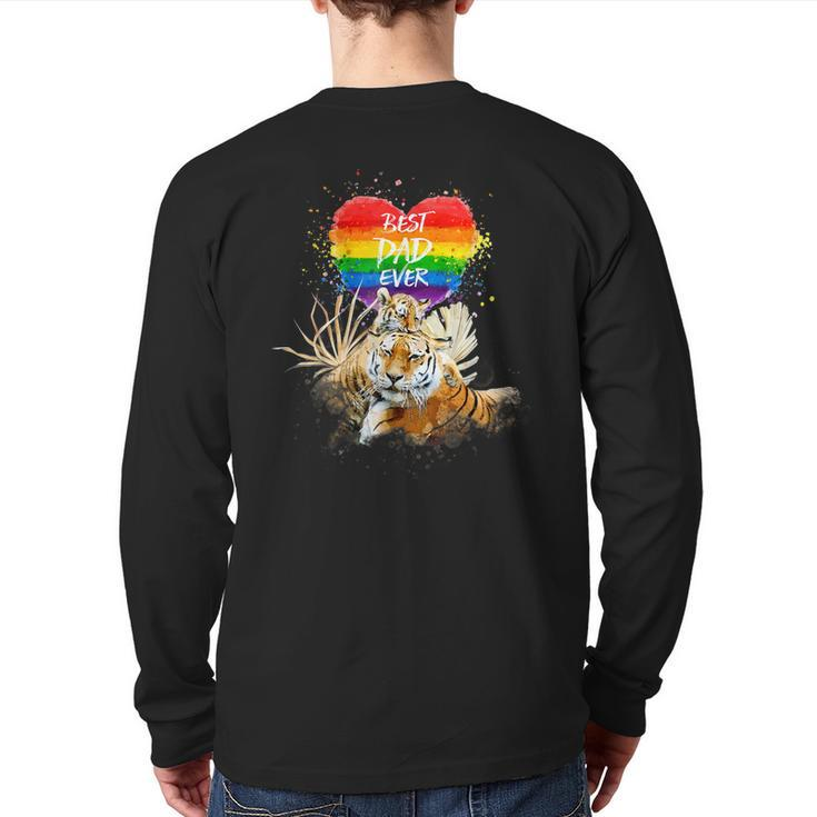 Lgbtq Pride Daddy Tiger With Baby Best Dad Ever Back Print Long Sleeve T-shirt