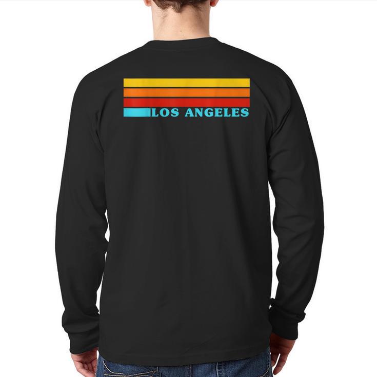 Los Angeles Usa Colorful Stripes Cool Vintage Style Back Print Long Sleeve T-shirt