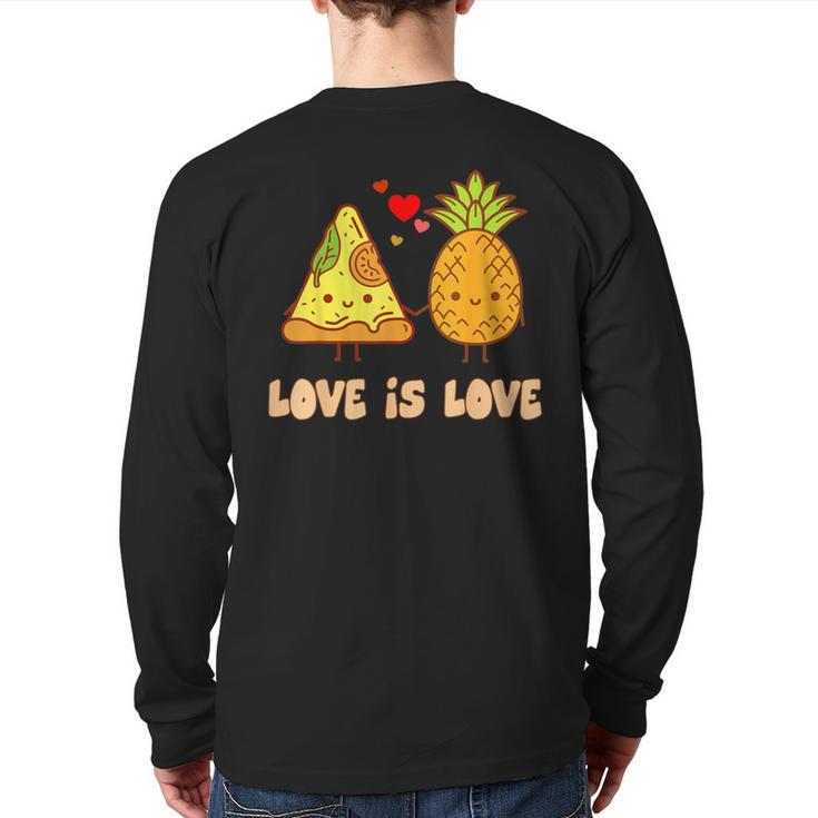 Love Is Love Cute Pride Pineapple Pizza Food Pun Back Print Long Sleeve T-shirt