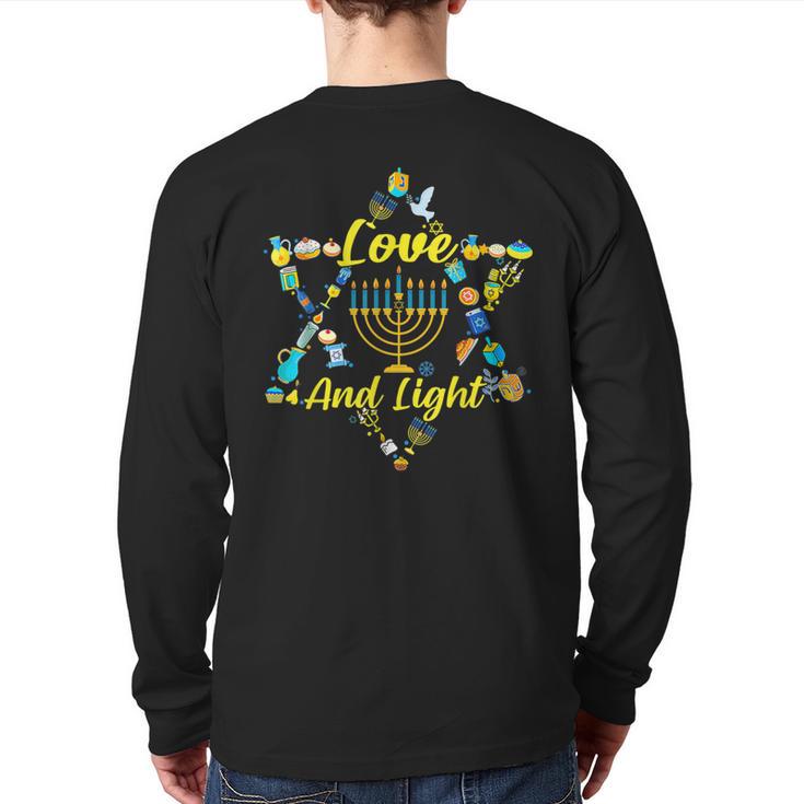 Love And Light Hanukkah Jew Menorah Jewish Chanukah Back Print Long Sleeve T-shirt