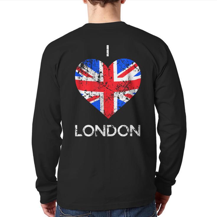 I Love London Distressed Union Jack Heart Back Print Long Sleeve T-shirt