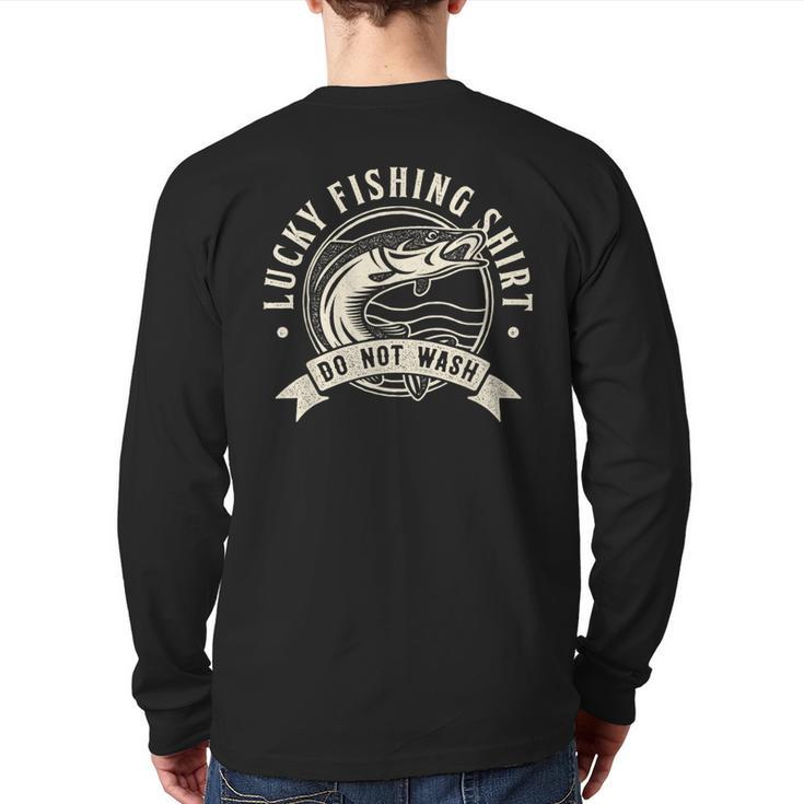 Lucky Fishing Do Not Wash Angler & Fish Back Print Long Sleeve T-shirt