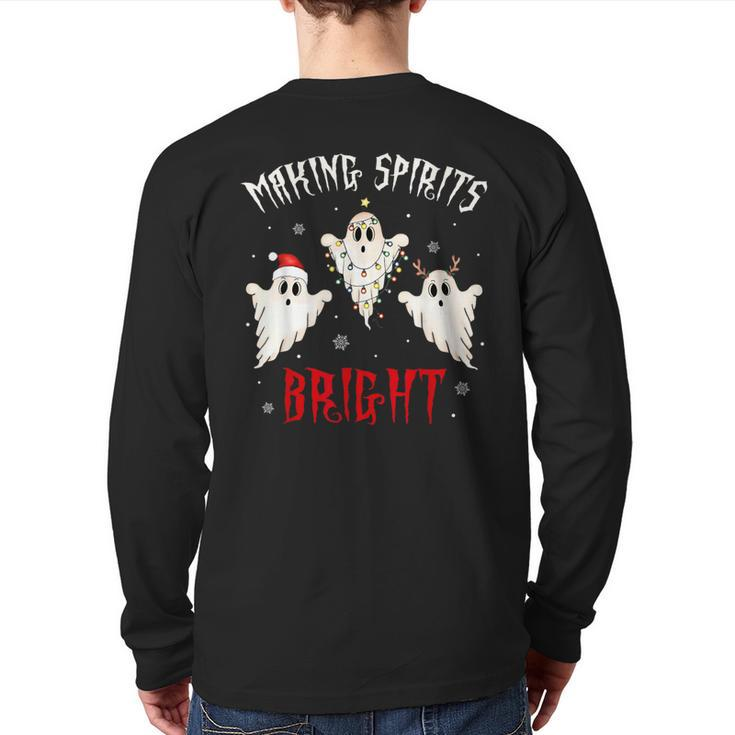 Making Spirits Bright Creepy Goth Xmas Family Holiday Pjs Back Print Long Sleeve T-shirt
