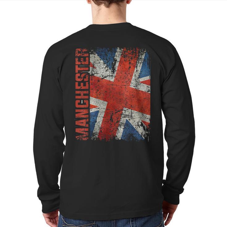 Manchester England United Kingdom British Jack Union Flag Back Print Long Sleeve T-shirt