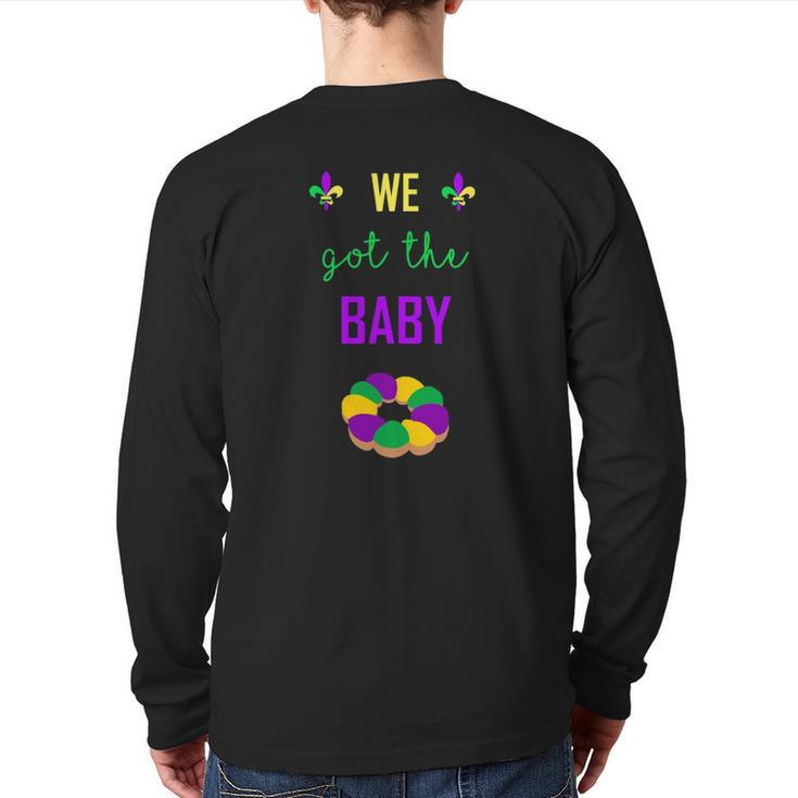 Mardi Gras Pregnancy We Got The Baby Announcement Back Print Long Sleeve T-shirt