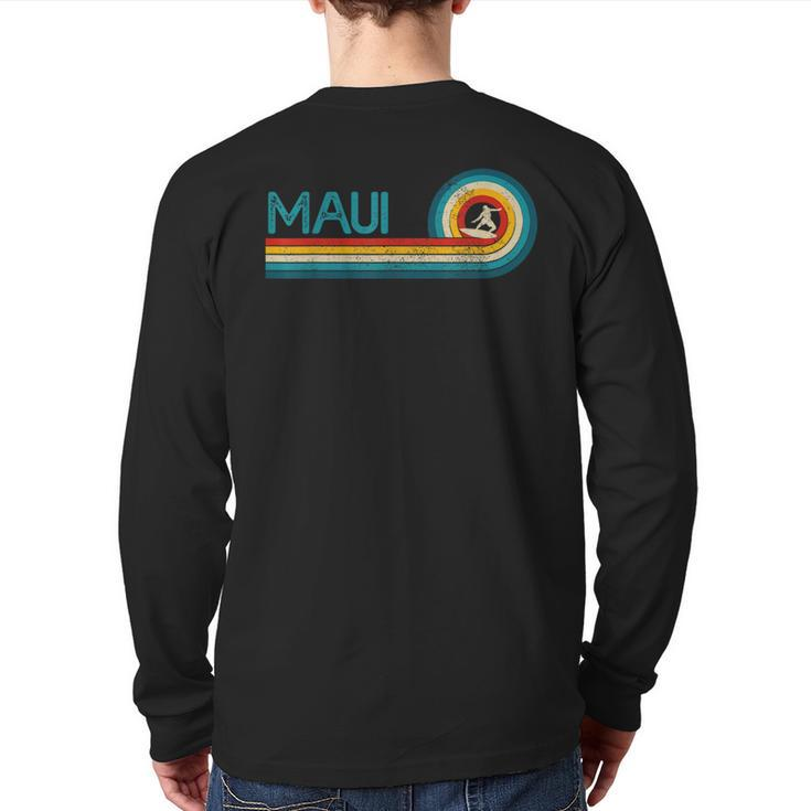 Maui Hawaii Surf Vintage Beach Surfer Surfing Back Print Long Sleeve T-shirt
