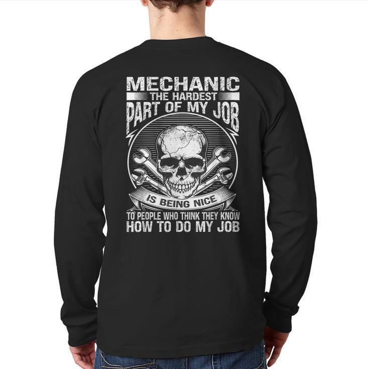 Mechanic Car Guy Auto Mechanic Back Print Long Sleeve T-shirt