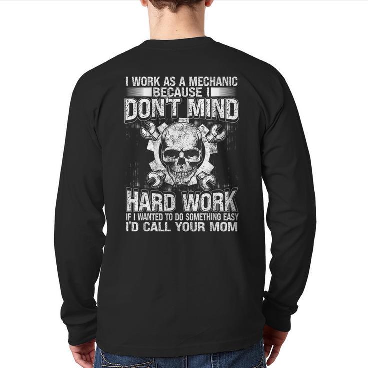 Mechanic Car Guy Car Repair Shop Workshop Back Print Long Sleeve T-shirt