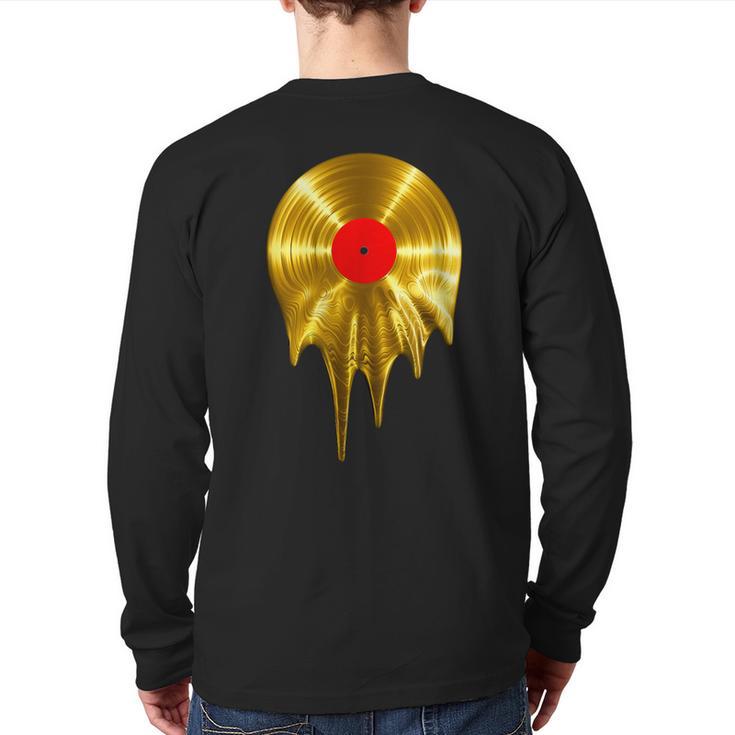 Melting Vinyl Record Gold Back Print Long Sleeve T-shirt