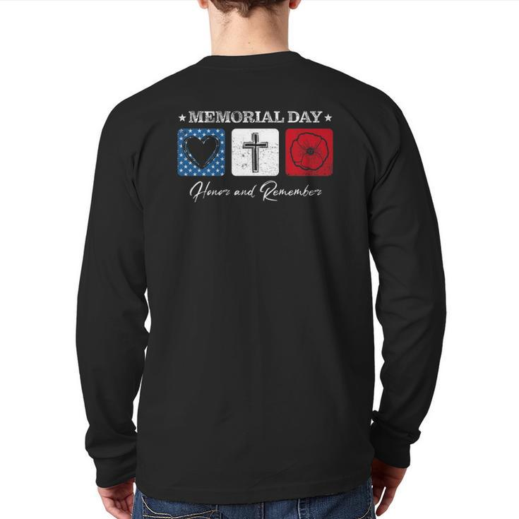 Memorial Day 2022 Veterans Day Usa Flag Red Poppy Honor Back Print Long Sleeve T-shirt