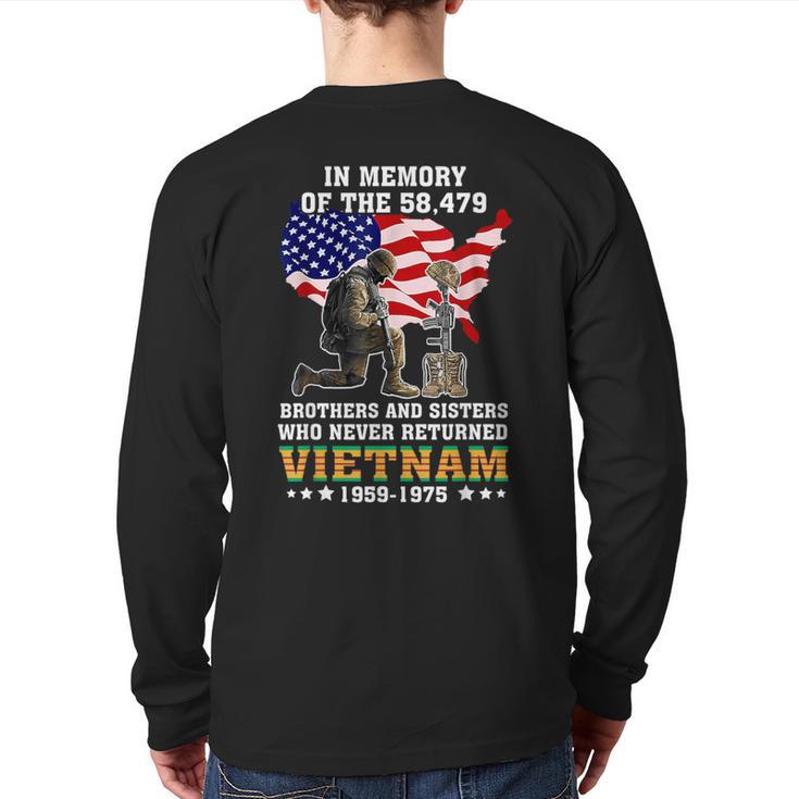 In Memory Of The 58479 Vietnam Veteran Stand For Us Flag Back Print Long Sleeve T-shirt