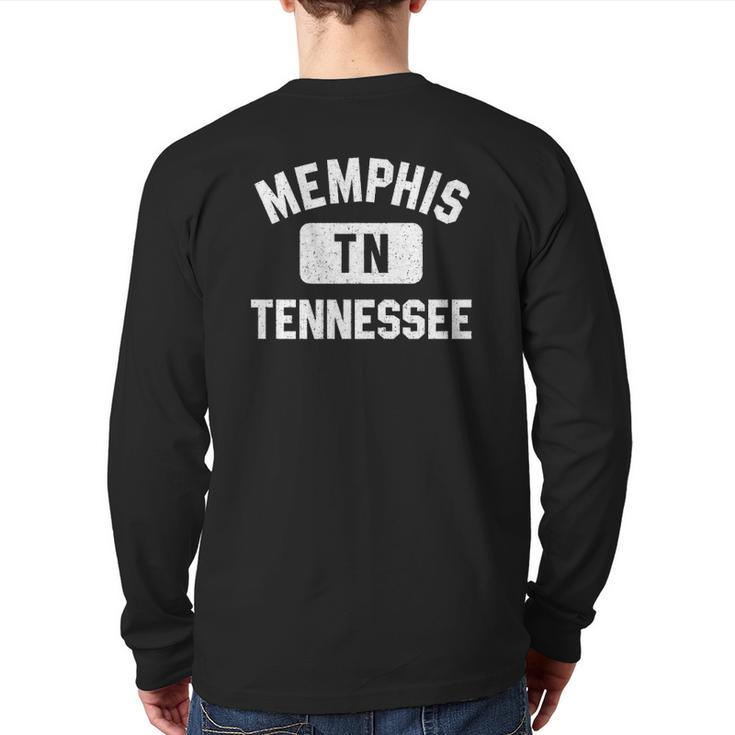 Memphis Tn Tennessee Gym Style Distressed White Print Back Print Long Sleeve T-shirt