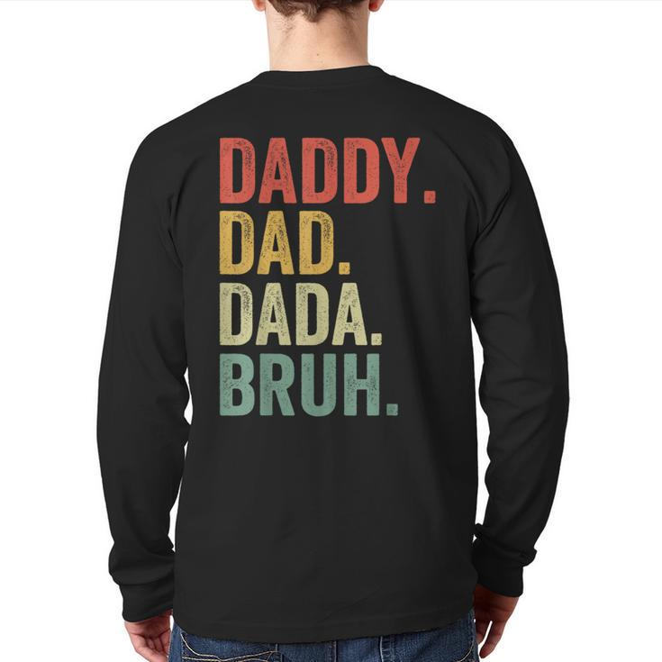 Men Dada Daddy Dad Father Fathers Day Vintage Back Print Long Sleeve T-shirt