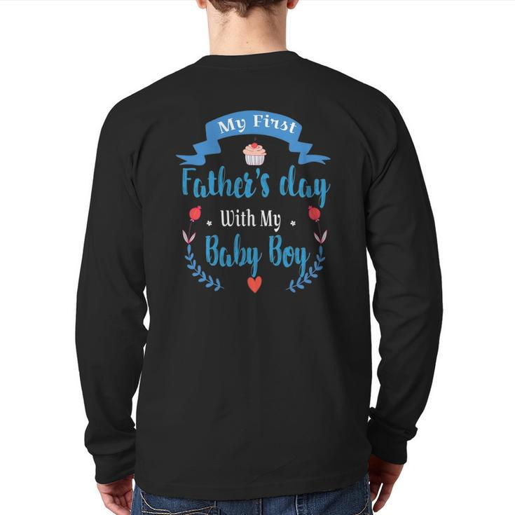 Mens My 1St Father's Day Baby Boy Outfit New Daddy First Time Dad Back Print Long Sleeve T-shirt