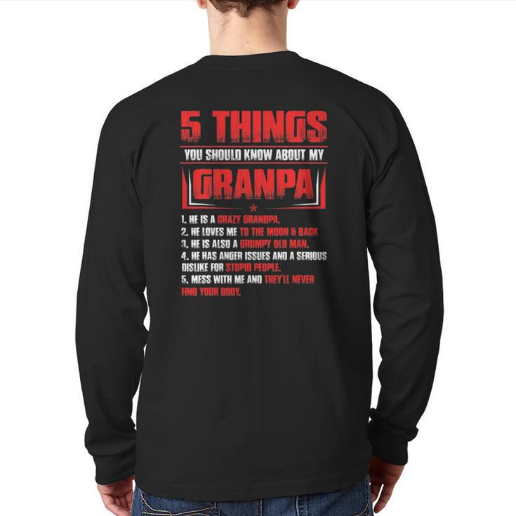Mens 5 Things You Should Know About My Grandpa Father's Day Back Print Long Sleeve T-shirt
