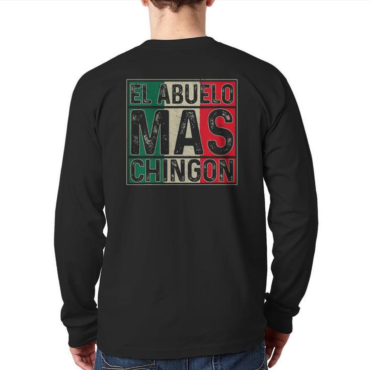 Mens Abuelo Mas Chingon Grandpa Mexican Flag Fathers Day Back Print Long Sleeve T-shirt