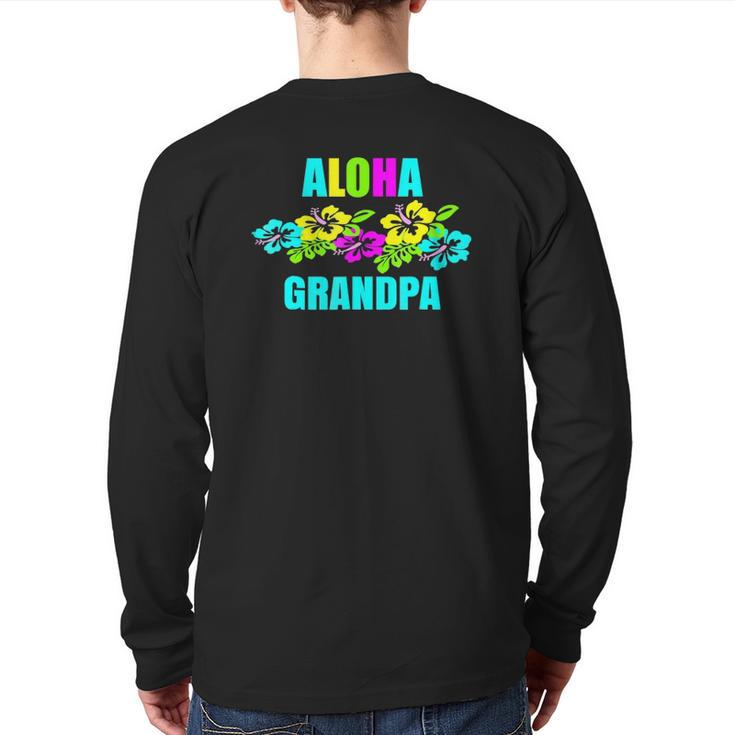 Mens Aloha Grandpa Hawaiian Luau Party Vacation Back Print Long Sleeve T-shirt