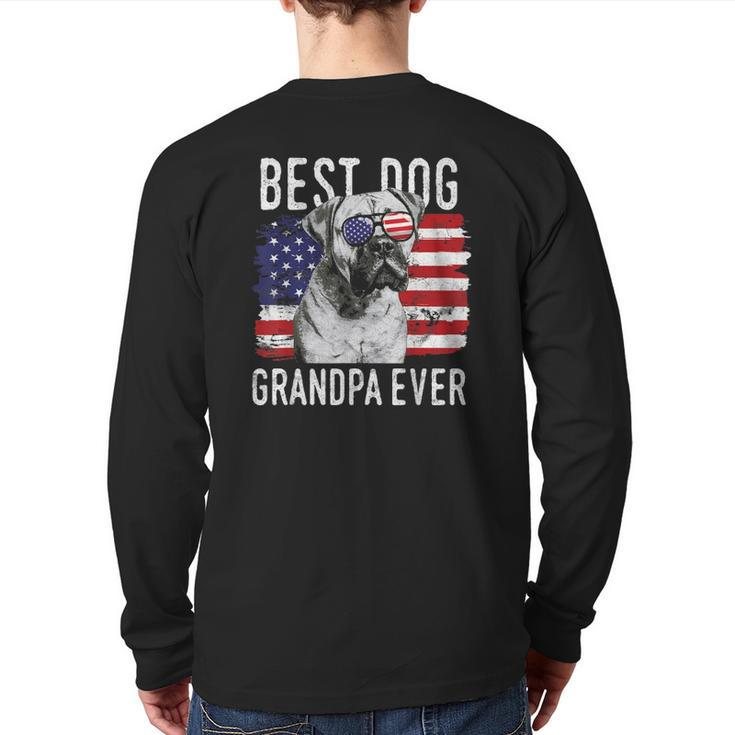 Mens American Flag Best Dog Grandpa Ever Mastiff Usa Back Print Long Sleeve T-shirt