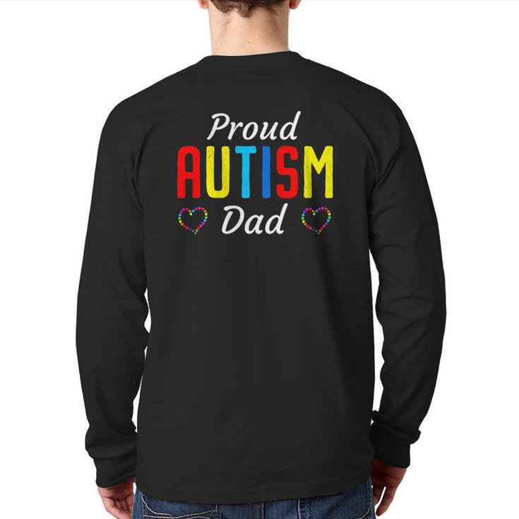 Mens Autism Awareness Proud Autistic Dad Cute Puzzle Piece Father Back Print Long Sleeve T-shirt