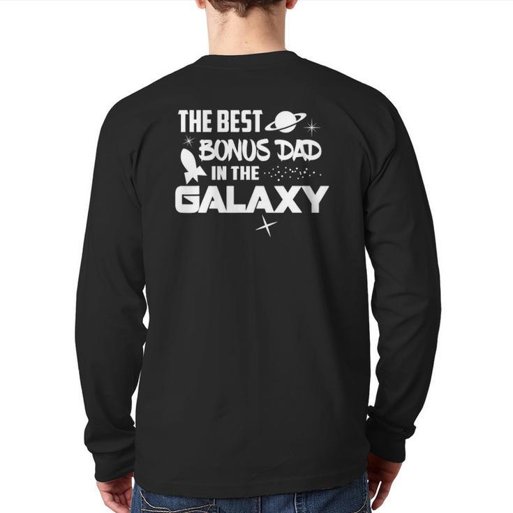 Mens The Best Bonus Dad In The Galaxy Sci Fi Tee Back Print Long Sleeve T-shirt