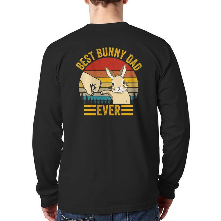 Mens Best Bunny Dad Ever Vintage Rabbit Lover Father Pet Rabbit Back Print Long Sleeve T-shirt