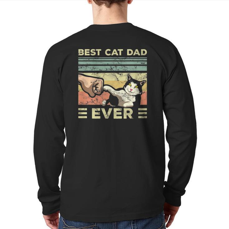 Mens Best Cat Dad Ever Kitten Enthusiast Feline Lover Father Back Print Long Sleeve T-shirt