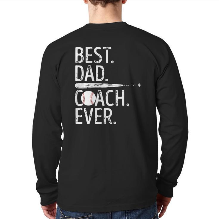 Mens Best Dad Coach Ever Baseball Patriotic For Father's Day Back Print Long Sleeve T-shirt