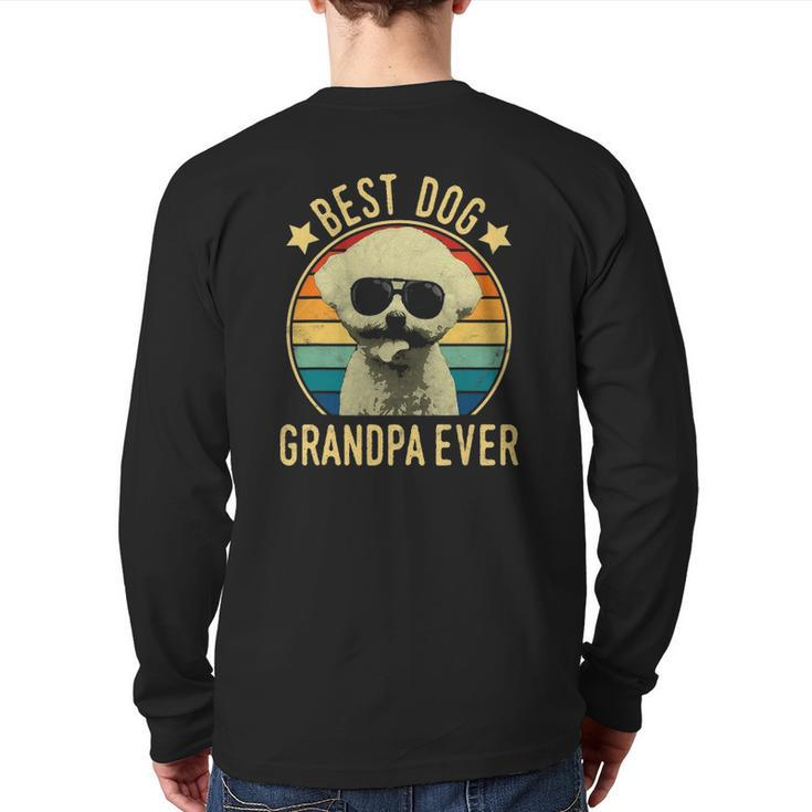 Mens Best Dog Grandpa Ever Bichon Frise Father's Day Back Print Long Sleeve T-shirt