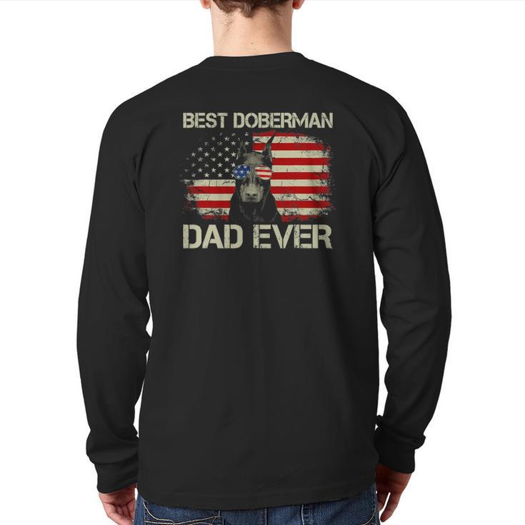 Mens Best Great Doberman Everpatriotic American Flag Back Print Long Sleeve T-shirt