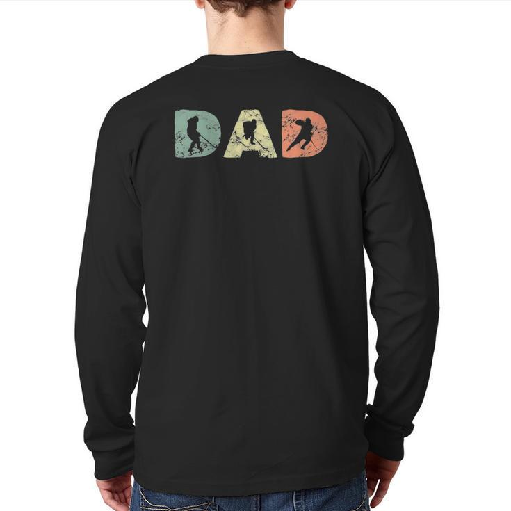 Mens Best Hockey Dad Vintage Sports Hockey Game Lover Father Back Print Long Sleeve T-shirt
