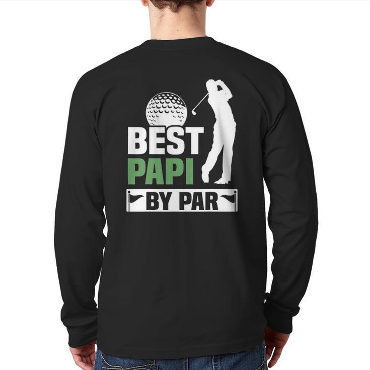 Mens Best Papi By Par Golf Grandpa Mens Fathers Day Back Print Long Sleeve T-shirt